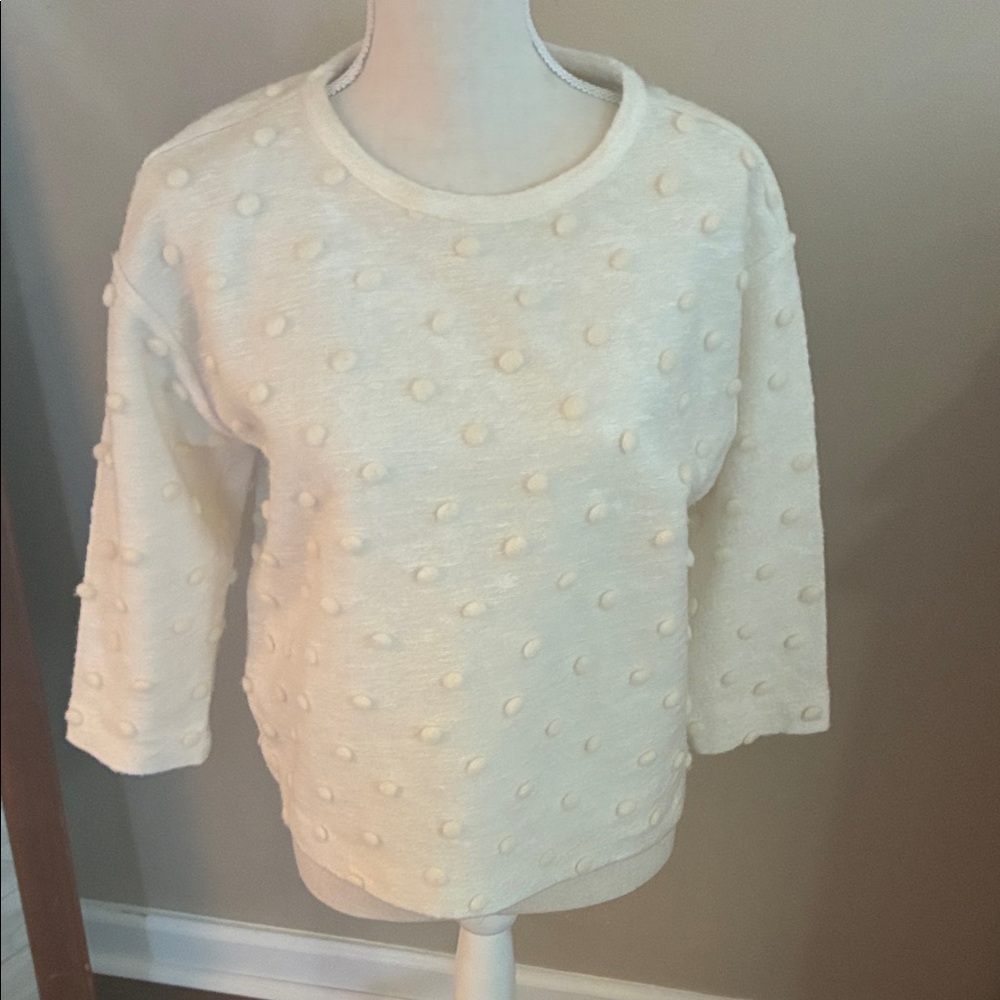 Ann Taylor Cream Textured Dot Sweater